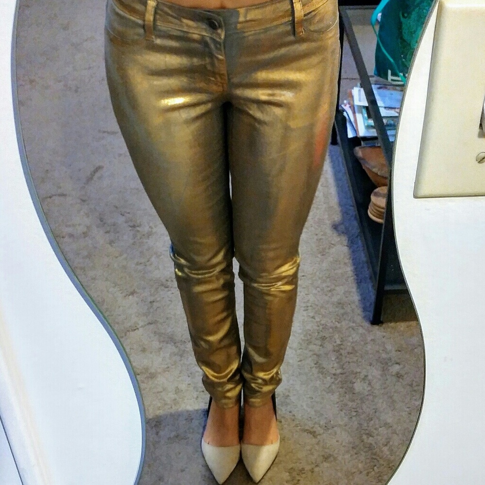 Distressed Gold skinny jeans